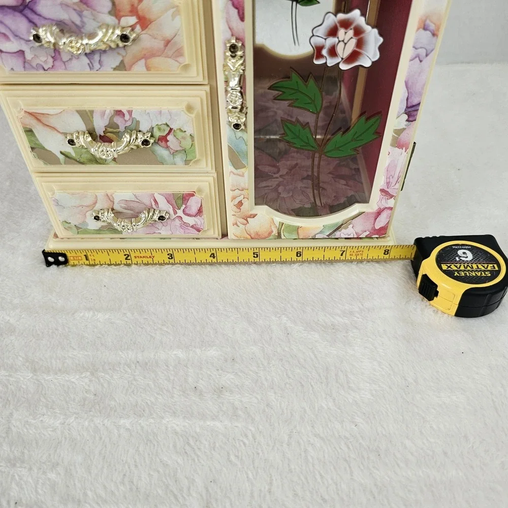 Ballerina Musical Jewelry Box Mele & Co Plastic Drawers Vintage 8x8.5x5